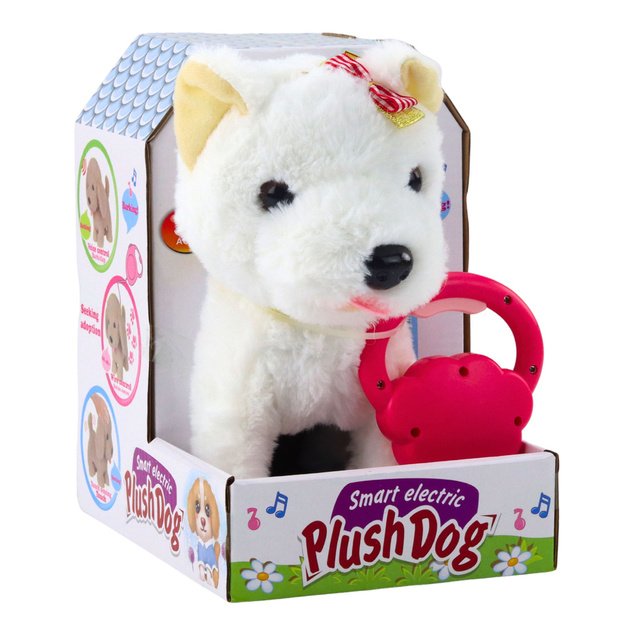 Interactive Dog with Bows on a Leash Walks and Barks White 3