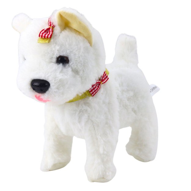 Interactive Dog with Bows on a Leash Walks and Barks White 1