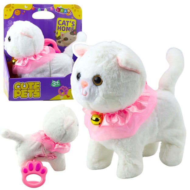 Interactive Kitten on a Leash Pink Ruffle Tinkerbell Walks Meows