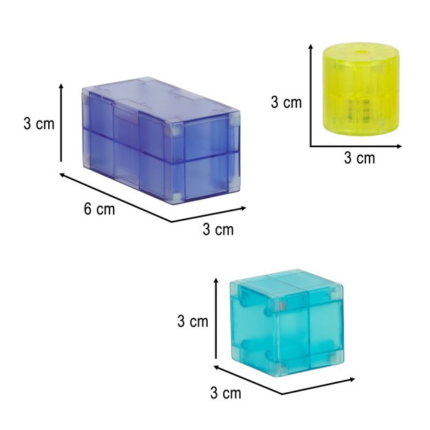 3D konstrukcinės magnetinės plytos LED šviečiančios 64 vnt.