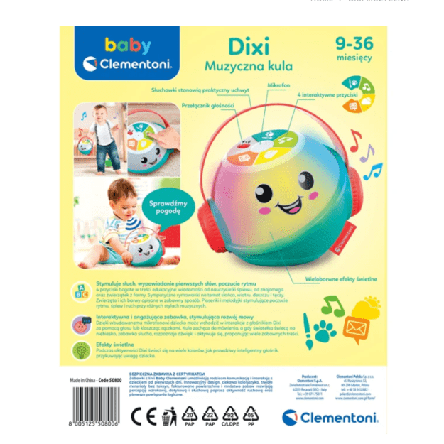 DIXI Interactive Musical Ball with Microphone (Polish Language) Clementoni 50800 5