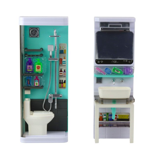 Toy Bathroom Shower Sink Toilet Lights Sounds Accessories 1