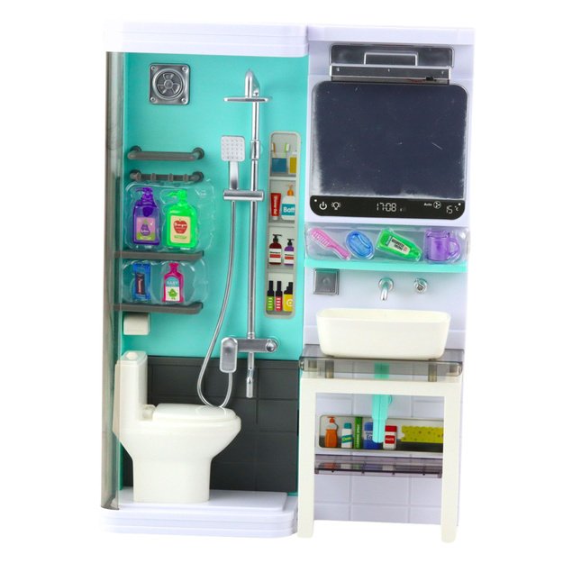 Toy Bathroom Shower Sink Toilet Lights Sounds Accessories 2