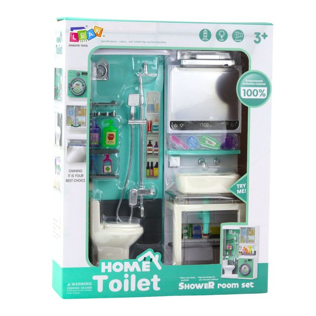 Toy Bathroom Shower Sink Toilet Lights Sounds Accessories 3