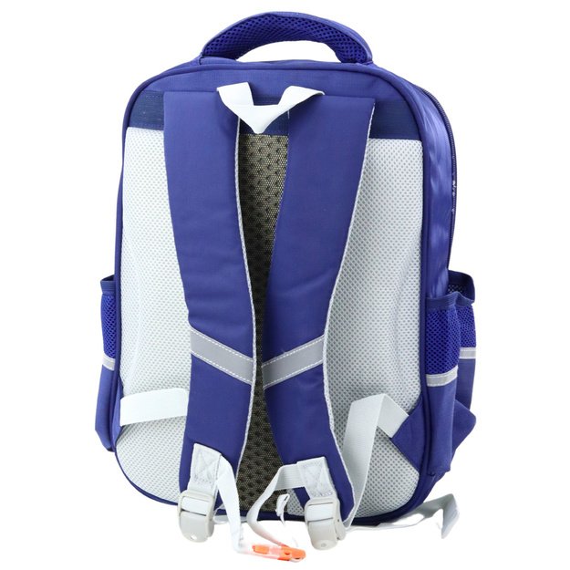 School Backpack Patches With Dinosaurs Chest Strap Navy Blue 39x27x15cm