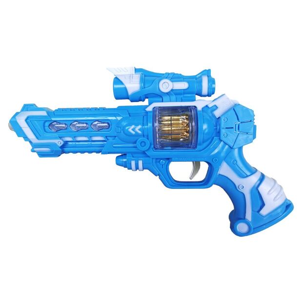 Žaislinis ginklas su garsais ir šviesomis (mėlynas)