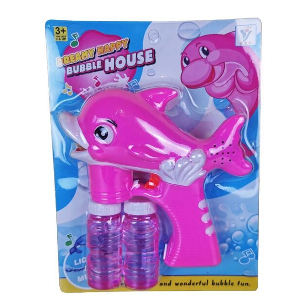 Elektrinis muilo burbulų pūtimo žaislas su garsais ir šviesomis (rožinis)