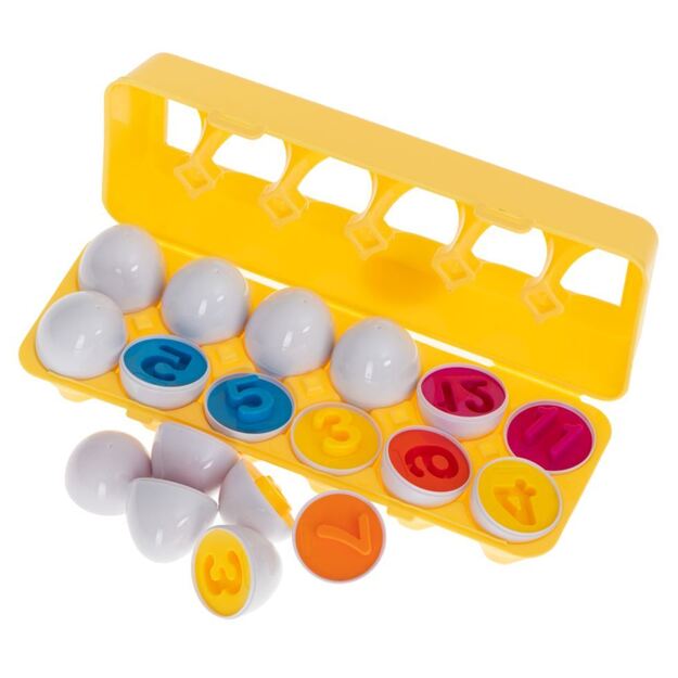 MONTESSORI lavinamasis žaislas Sujungiami kiaušiniai su skaičiais ir spalvomis