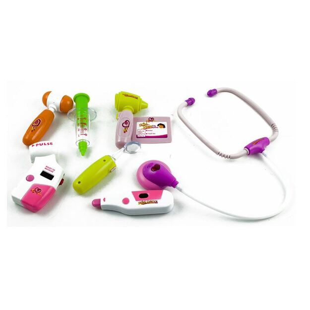 Žaislinis interaktyvus gydytojo - daktaro rinkinys su lagaminėliu (rožinis)