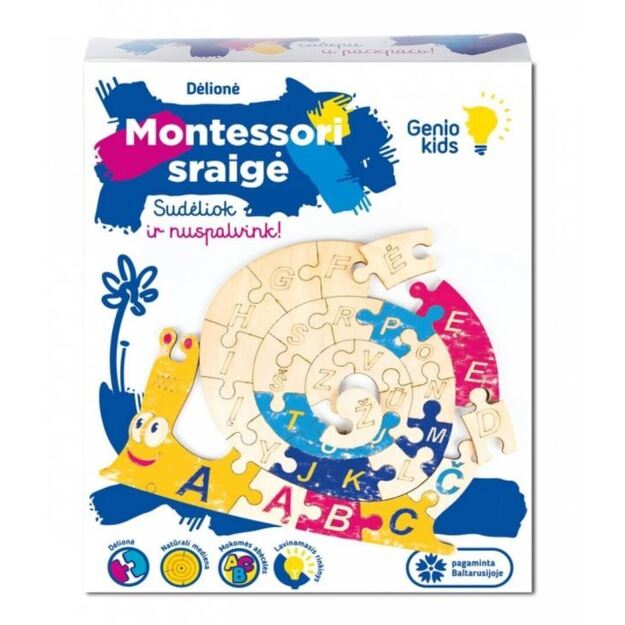Dėlionė Montessori sraigė - sudėliok ir nuspalvink