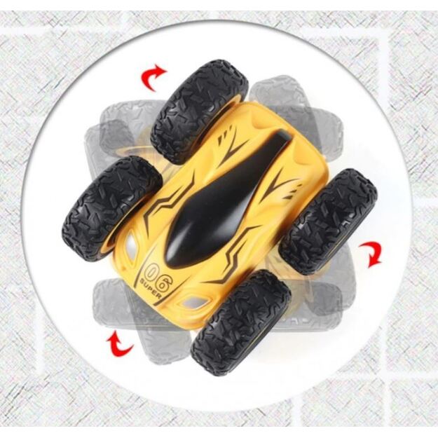 Radijo bangomis valdomas 360 laipsnių besisukantis automobilis (geltonas)