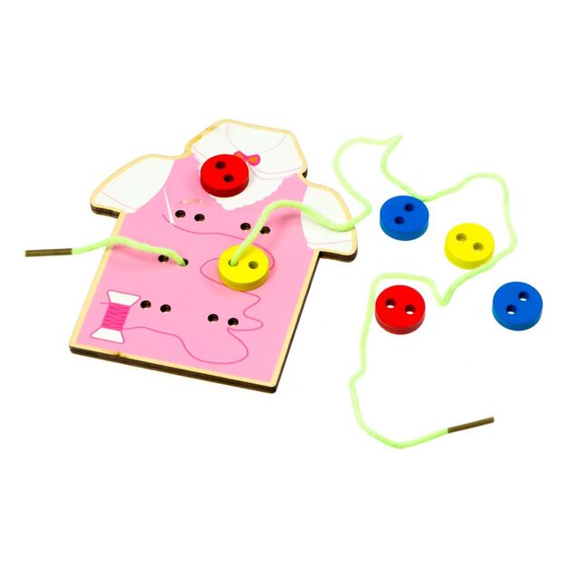 Medinis Montessori varstymo žaidimas - Sagos (rožinis)