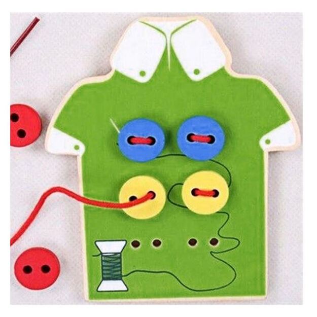 Medinis Montessori varstymo žaidimas - Sagos (žalia)