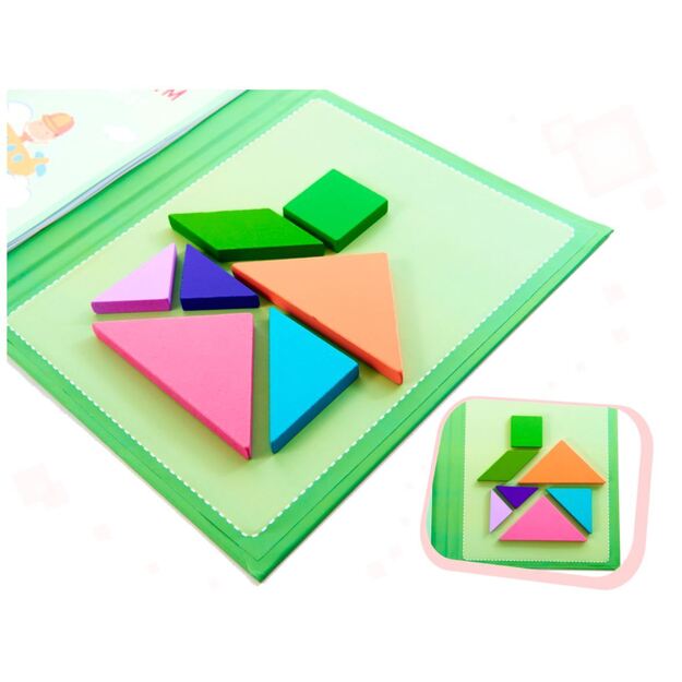 Medinė magnetinė Montessori dėlionė - Tangrama
