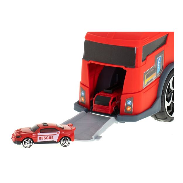 Transporteris išsiskleidžianti gaisrinės automobilis - garažas su mašinėlėmis