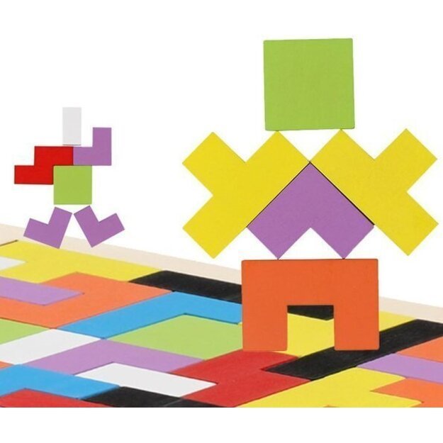 Medinė dėlionė - Tetris ir tangrama