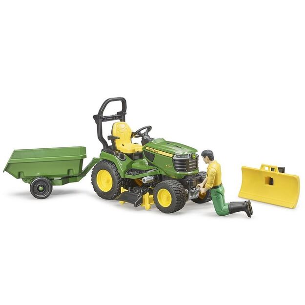 BRUDER lawn mower with trailer and figure 62104