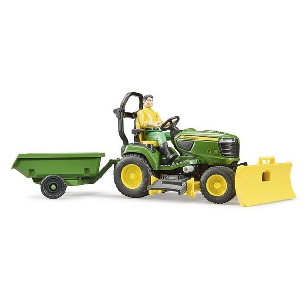 BRUDER lawn mower with trailer and figure 62104