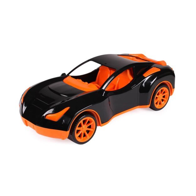 Didelė plastikinė sportinė mašina juoda/oranžinė (6139)
