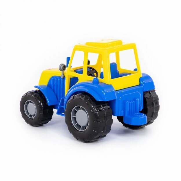 Plastikinis traktoriukas mėlynas/geltonas, 21 cm