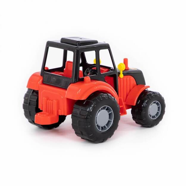Plastikinis traktoriukas raudonas/juodas, 21 cm
