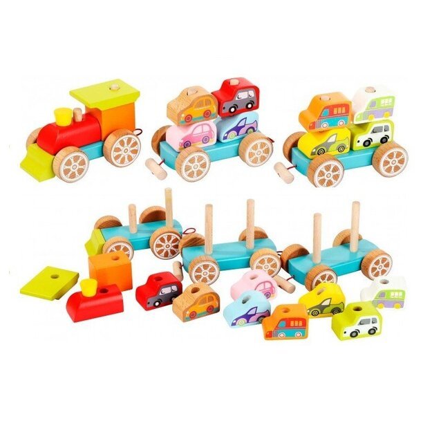 Educational wooden train with cars (13999)