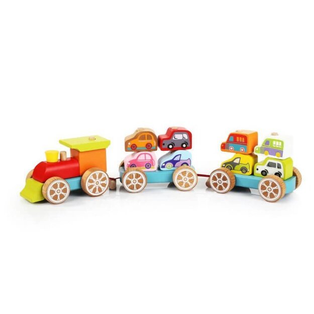 Educational wooden train with cars (13999)