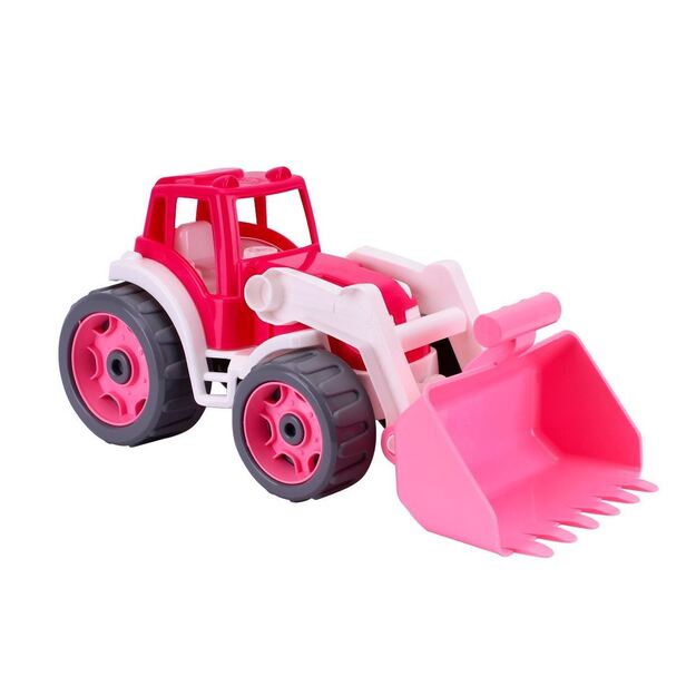 Rožinis traktorius su krautuvu - 8195