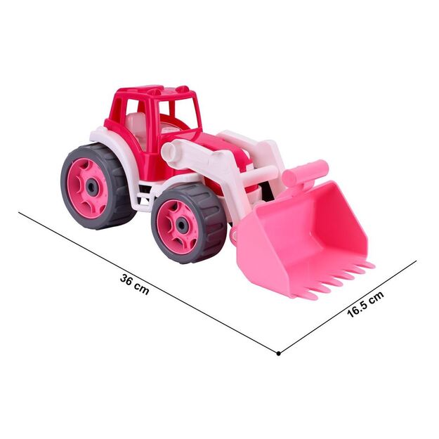 Rožinis traktorius su krautuvu - 8195