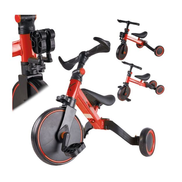 Balansinis triratis dviratukas su pedalais 3in1 (raudonas)