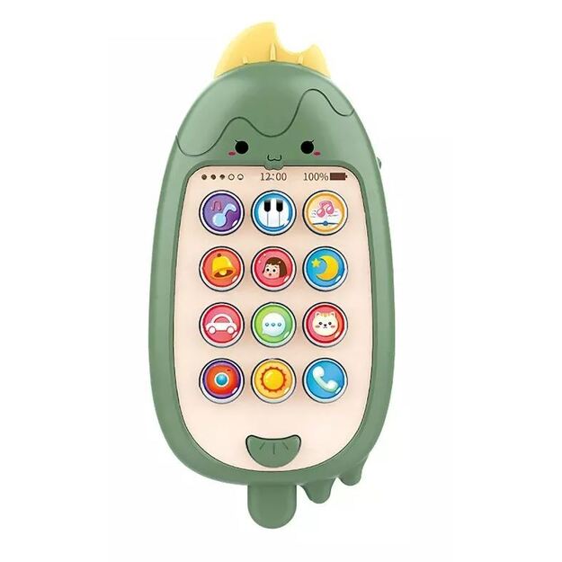 Interaktyvus žaislinis spalvingas telefonas (žalias)