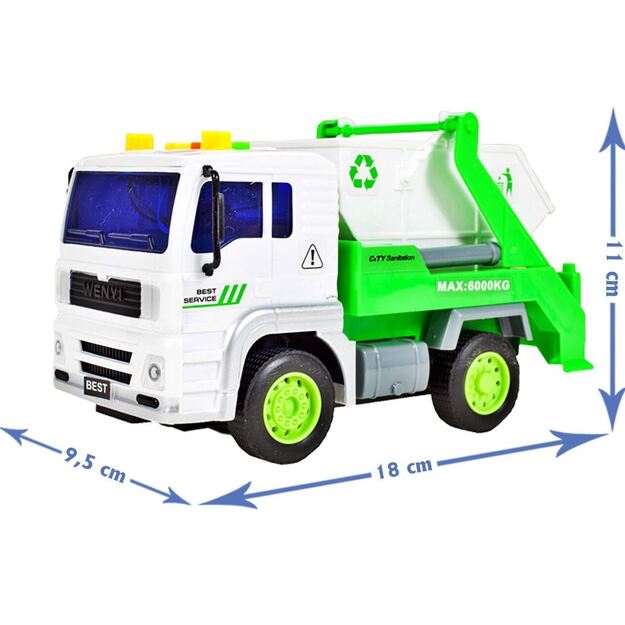 Garbage truck with sounds and lights 18 cm (3846)