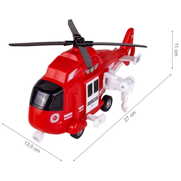 Sraigtasparnis su garsais ir šviesomis 27 cm (raudonas)