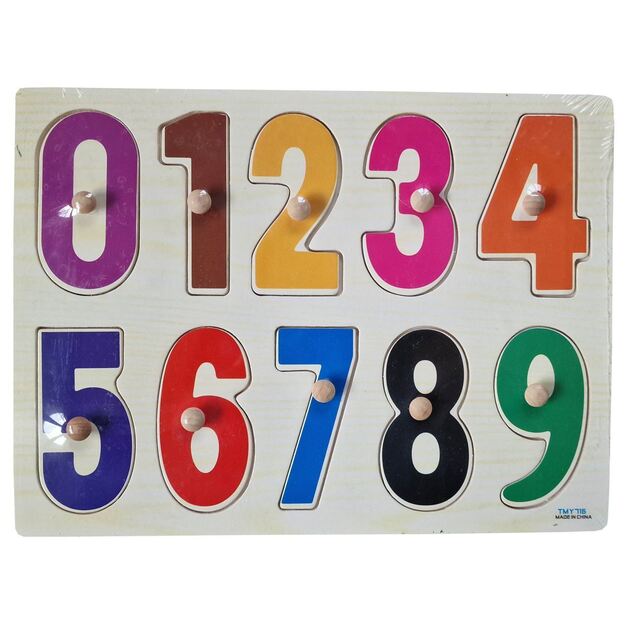 Wooden puzzle with knobs - Numbers (3965)