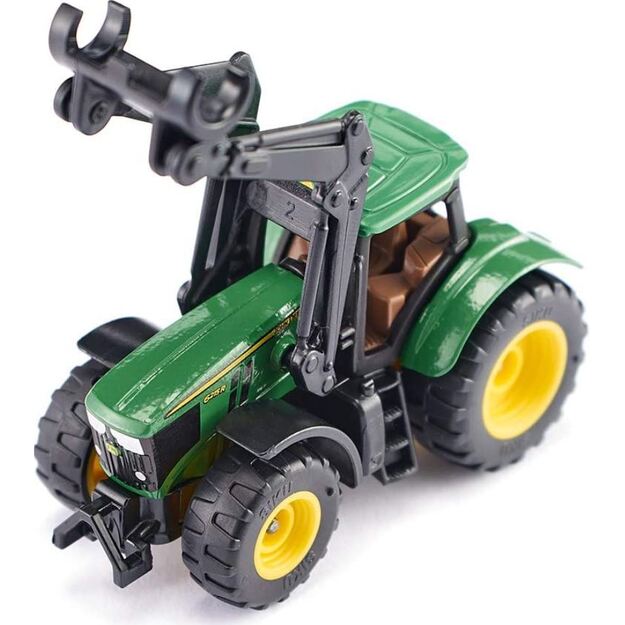 Metalinis SIKU traktorius 1540 - John Deere 6215R su priekiniu rastų krautuvu