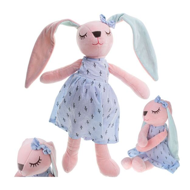 Large soft plush toy - pink rabbit with a dress 52 cm