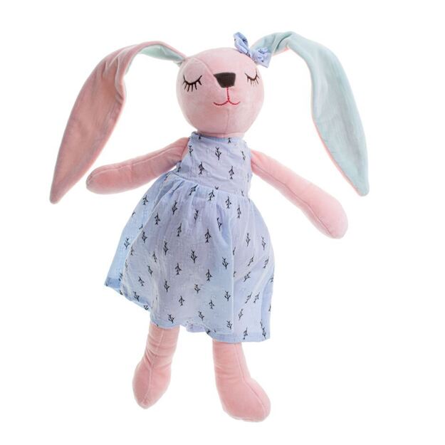 Large soft plush toy - pink rabbit with a dress 52 cm