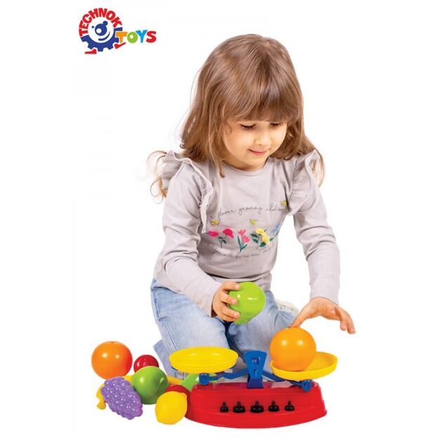 Žaislinės svarstyklės ir vaisių rinkinys 6023