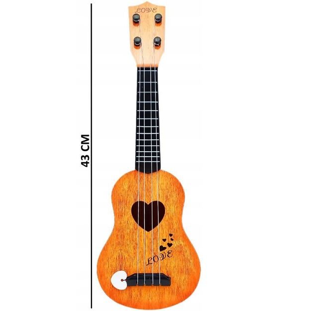Vaikiška gitara - ukulėlė 43 cm (šviesiai ruda)
