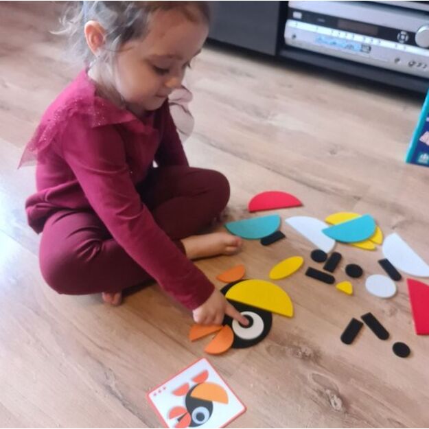 Medinė Montessori dėlionė - spalvotos formos 29 dalys
