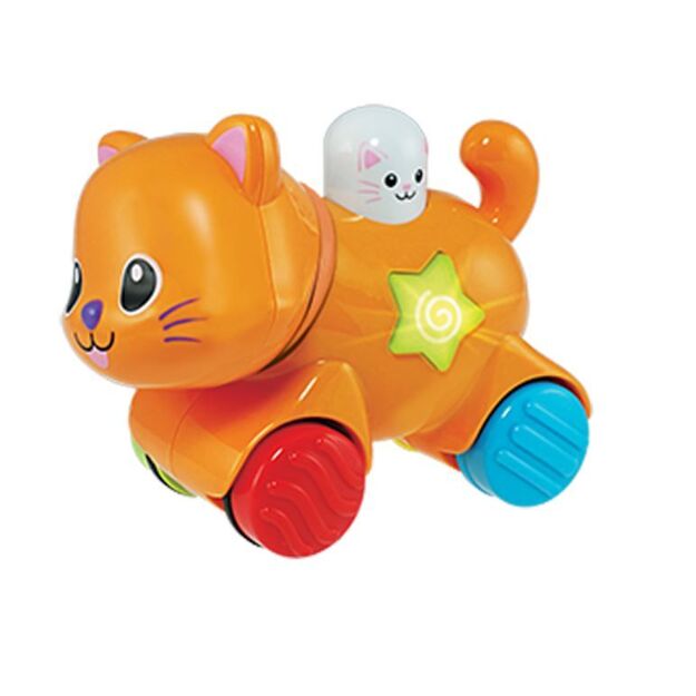 Kūdikių žaislas winfun - Važiuojanti katytė su garsais ir šviesomis