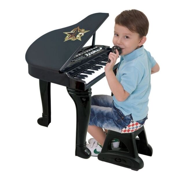 Žaislinis winfun fortepijonas su mikrofonu (juodas)