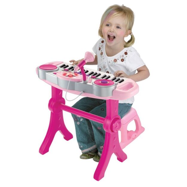 Žaislinis winfun pianinas su mikrofonu (rožinis)