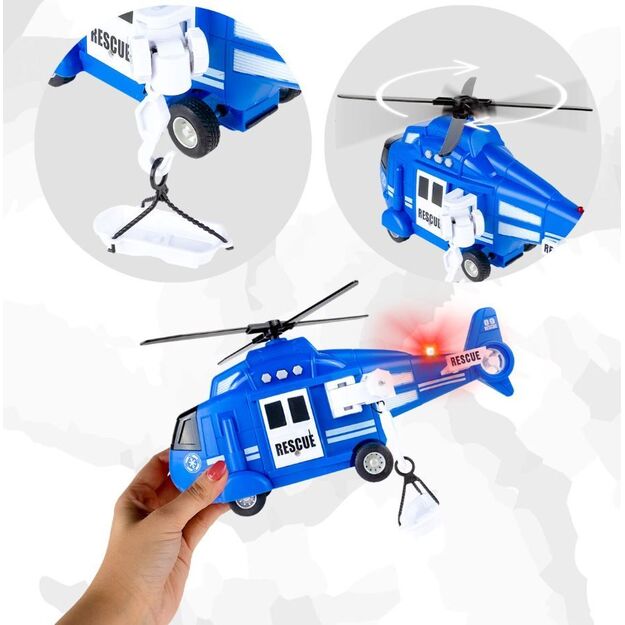 Sraigtasparnis su garsais ir šviesomis 27cm (mėlynas)