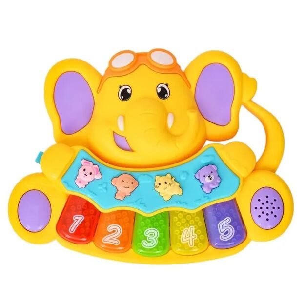 Žaislinis kūdikių pianinas - Drambliukas (geltonas)