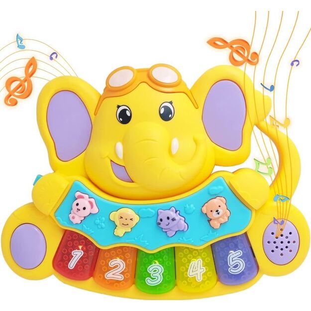 Žaislinis kūdikių pianinas - Drambliukas (geltonas)