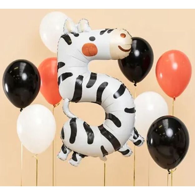 Gimtadienio folinis balionas skaičius - 5 zebras 42x81 cm