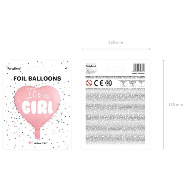 Folinis balionas Baby shower vakarėliui "IT'S A GIRL"