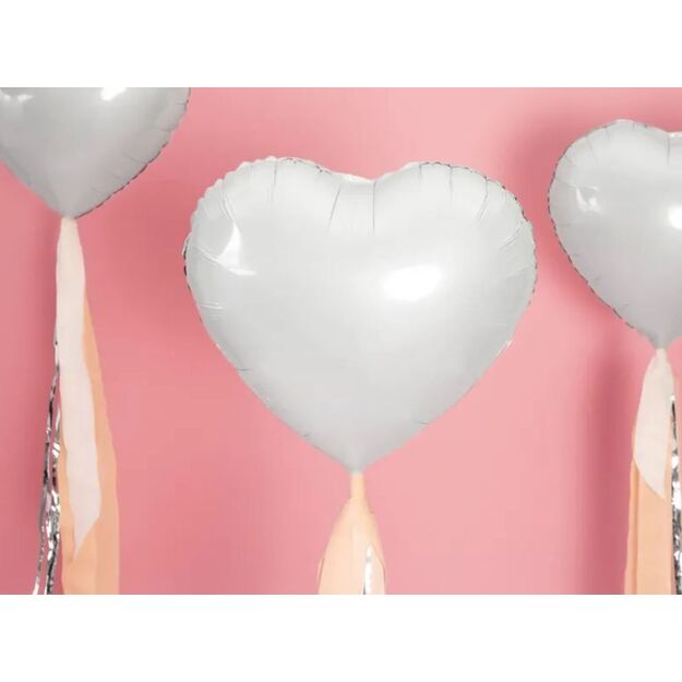 Folinis balionas Balta širdutė 45 cm.