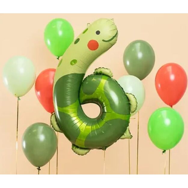 Folinis gimtadienio balionas Vėžlys - skaičius 6 (57x86 cm)